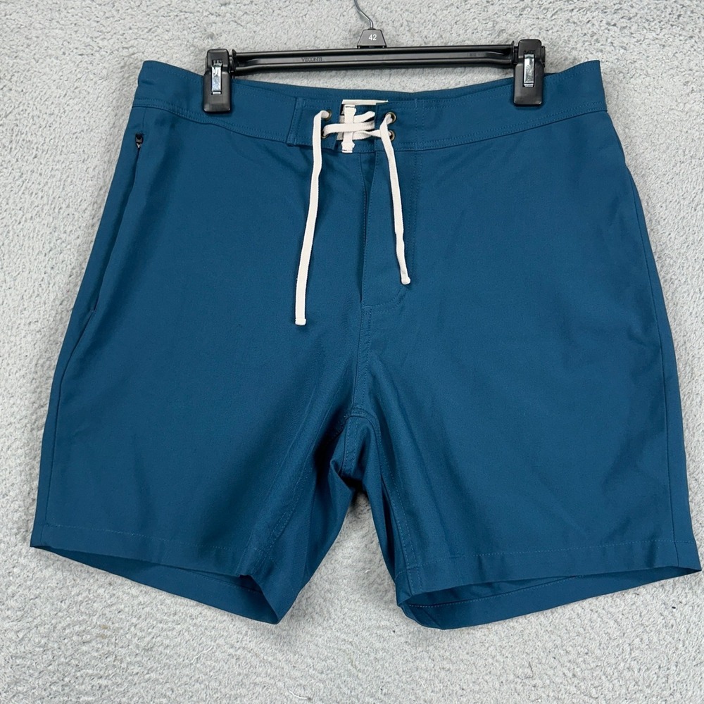 Taylor Stitch Swim Trunks Mens 31 Teal Blue‎ Swimwear Drawstring Board Shorts